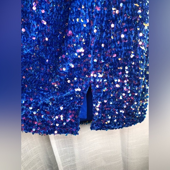 Midnight Doll Elegant Blue Sequin One-Shoulder Dress NWT Large - Picture 11 of 16